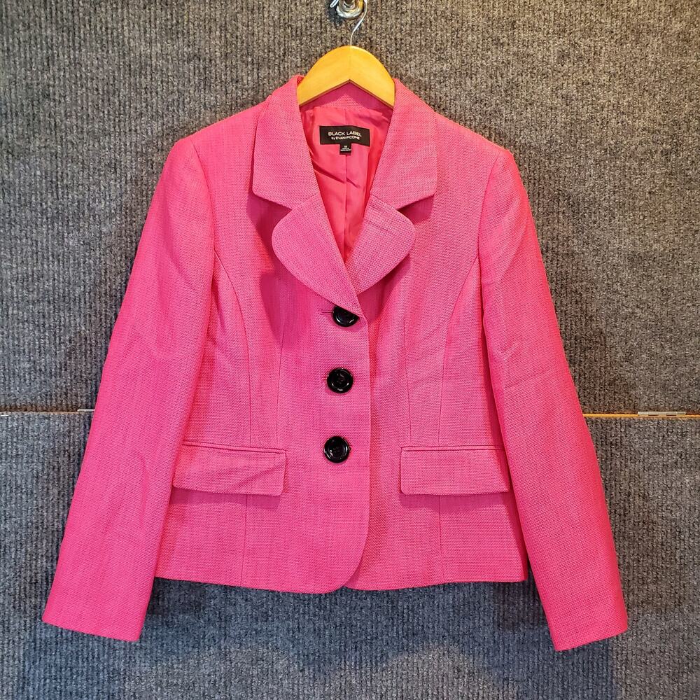 Black Label Evan Picone Pink Textured Blazer Jacket Women Size 10 Career